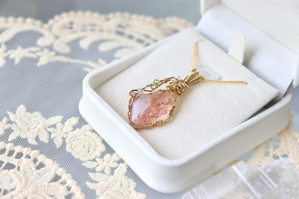 アンダラクリスタル✧ワイヤージュエリーネックレス/希少マルチカラー