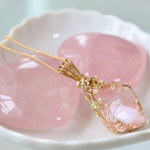 アンダラクリスタル✧ワイヤージュエリーネックレス/希少マルチカラー