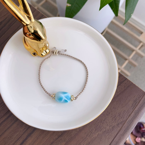 天然無処理 ラリマー デザイン ブレスレットNo650 ブレスレット 天然石