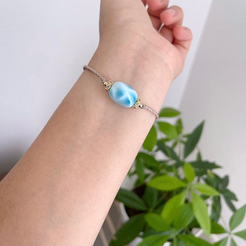 天然無処理 ラリマー デザイン ブレスレットNo650 ブレスレット 天然石