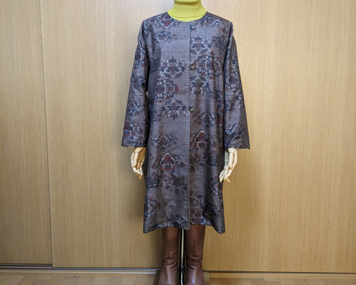 SOLD 着物リメイク リバーシブルコート 大島紬FREE SIZE コート さら