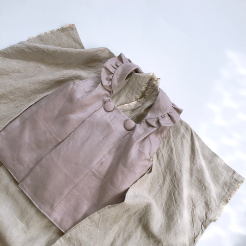 ナチュラルリネン着物&リバーシブル被布set 七五三 3歳 女の子 753