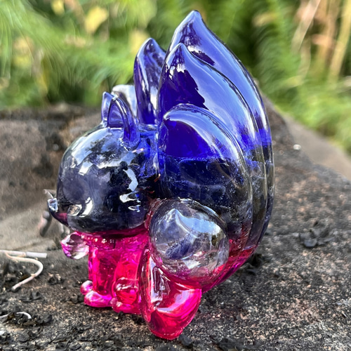 1点もの】九尾の狐オルゴナイト 大粒 アイオライト その他置物 毘殊