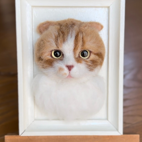 羊毛フェルト猫》 #猫(ねこ)羊毛フェルト オーダー フレームキャット