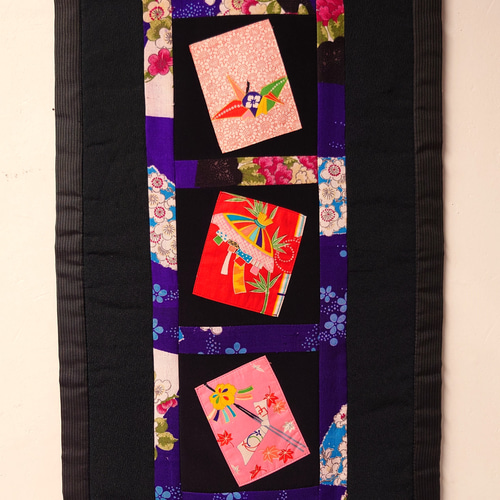 出来上がり】折り鶴柄パッチワーク 【特別価格】 その他インテリア雑貨