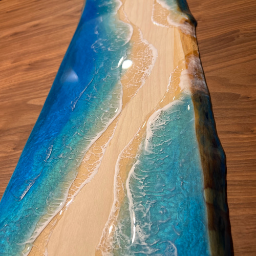 一枚板 レジンアート 海アート インテリア オーシャンアート 無垢