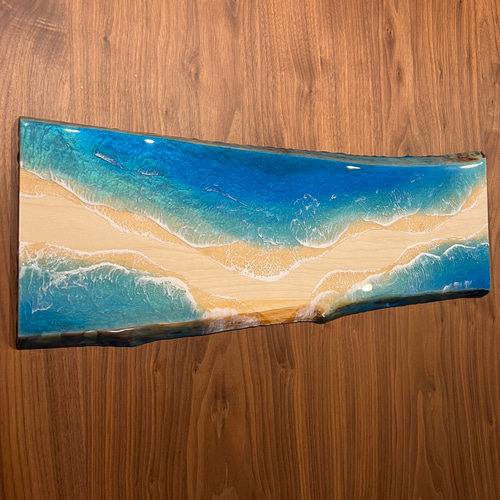 一枚板 レジンアート 海アート インテリア オーシャンアート 無垢