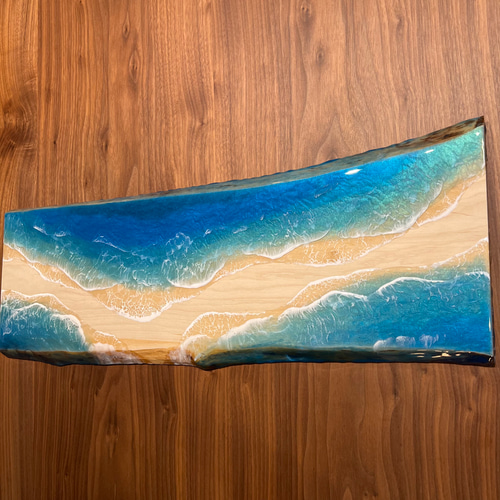 一枚板 レジンアート 海アート インテリア オーシャンアート 無垢