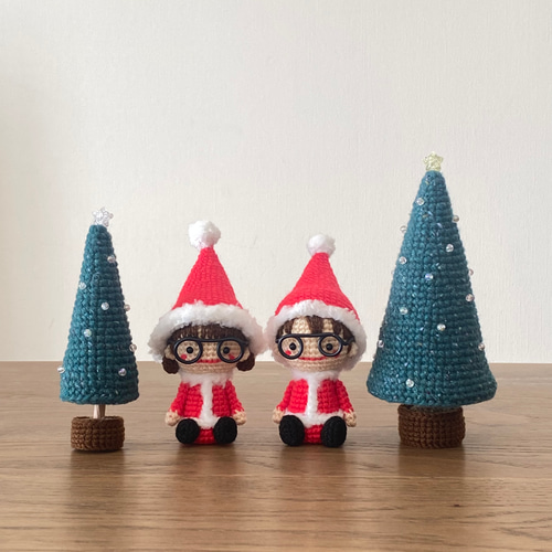 サンタ衣装のあみぐるみの女の子*ななちゃん*【クリスマス】おすわり