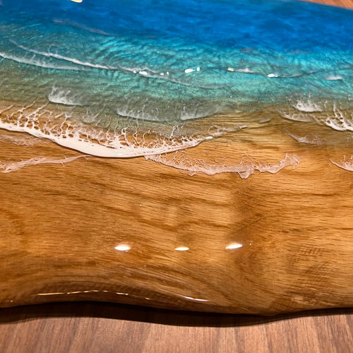 一枚板 レジンアート 海アート インテリア オーシャンアート 無垢