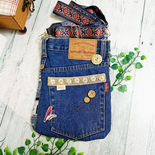 デニムリメイク サコッシュ ジーンズポシェット☆彡 サコッシュ