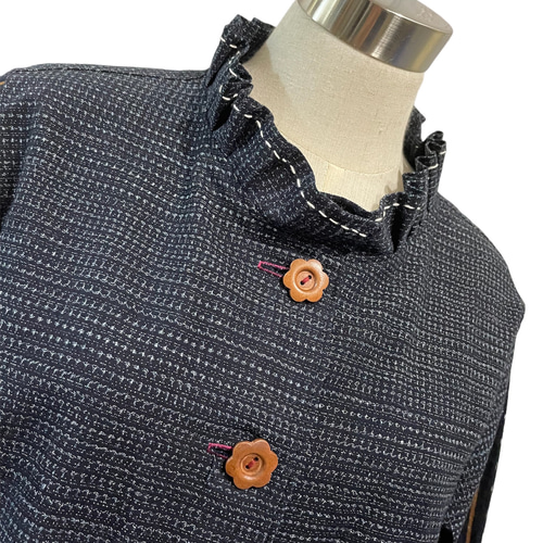 送料無料 着物 リメイク 古布 久留米絣 書生絣 切替 コート ワンピース