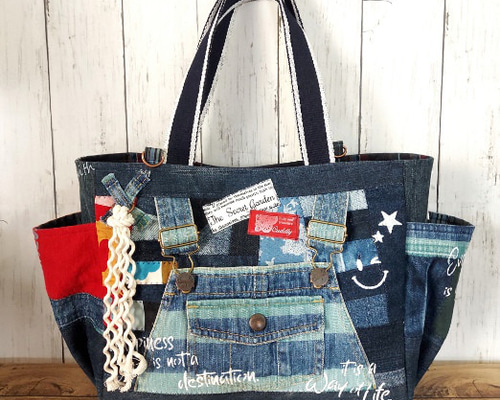 サイドポケットデニムバック No.448 ～ デニムリメイク ショルダー