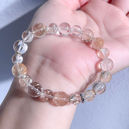 天然無処理 ピンク&ゴールド ガーデンルチルクォーツ ブレスレット