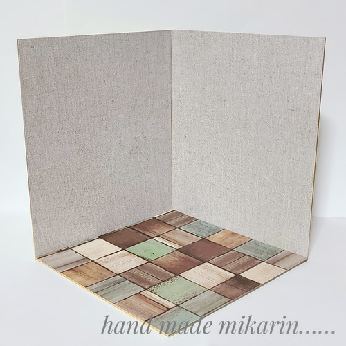 撮影用背景ボード（リネン×ブロック）【ドールハウス】 その他人形