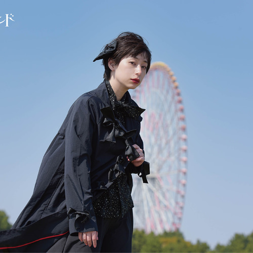 漂流リボンコート〈黒黒〉 撥水 スタンドカラー スプリングコート