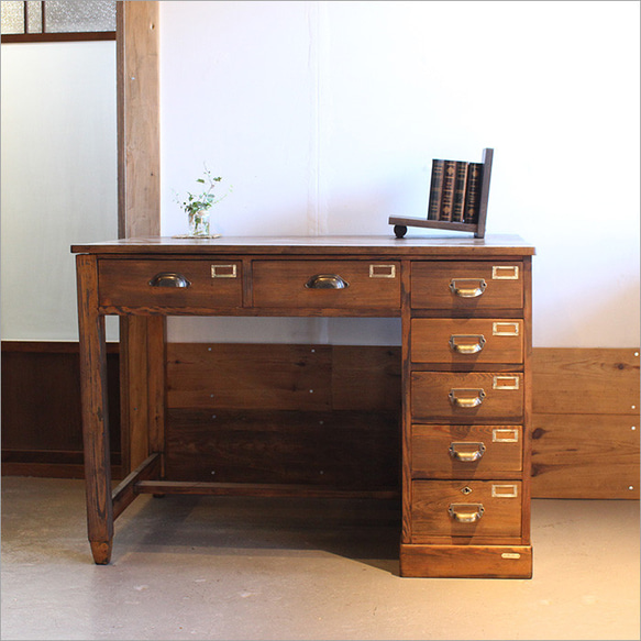 昭和初期 片袖 ワークデスク デスク 机 無垢材 天然木 アンティーク