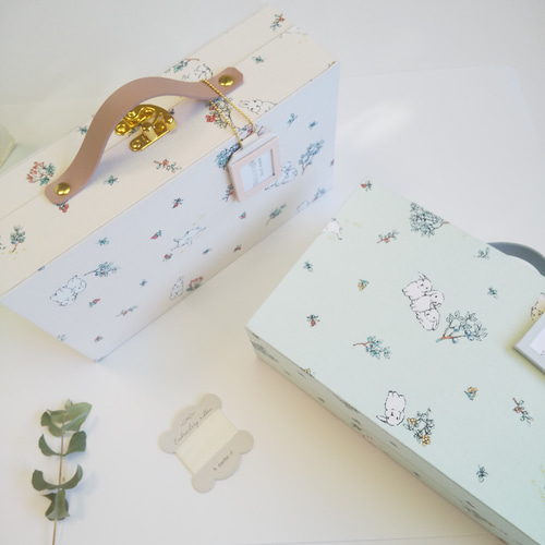 再販 トランク型お裁縫箱とカルトナージュのお裁縫道具のセット（Bunny