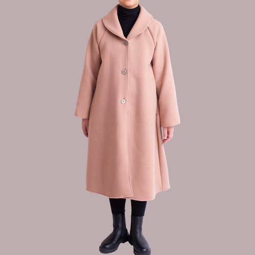 大人のための可愛いコート プレミアムウール スモーキーピンク 裏地