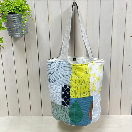 ミナペルホネンのパッチワークのバケツバッグ バケツバッグ *Tea