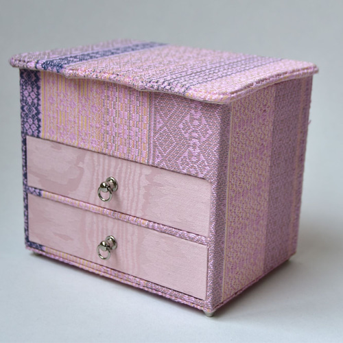 カルトナージュ】カレン族のファブリック使用 3段ジュエリーボックス