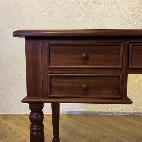 英国アンティーク調 マホガニー無垢 デスク テーブル 書斎机 作業机