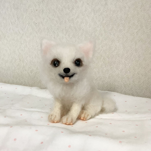 白いチワワ＊羊毛フェルト＊犬＊チワワ＊可愛い 羊毛フェルト moco3871