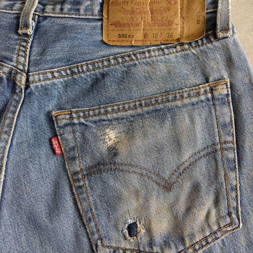 W32表記 リペアカスタム usa製 リーバイス 501 リメイクデニム