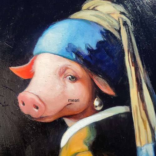 豚に真珠」油絵 オリジナル作品 絵画 メアリ 通販 16914174｜Creema