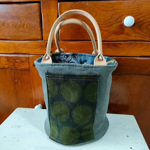 ミナペルホネンハギレのパッチワーク冬物バケツトートbag トート