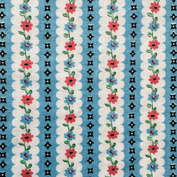 フランスアンティーク ヴィンテージ ファブリック・水色ストライプに赤