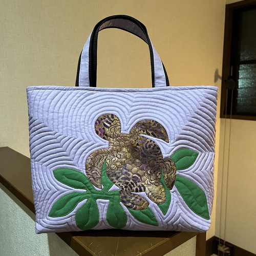 ハワイアンキルトバッグ ホヌ カメ トートバッグ パッチワーク トート