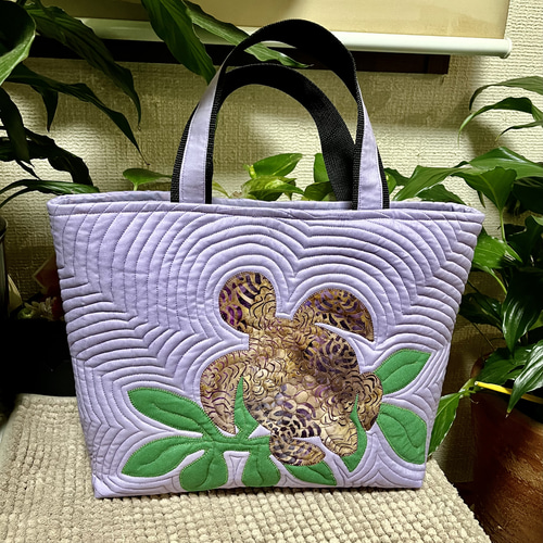 ハワイアンキルトバッグ ホヌ カメ トートバッグ パッチワーク トート