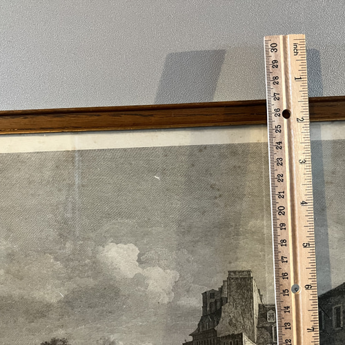 フランスの古い街並みアートパネル アンティーク フレーム ガラス付き