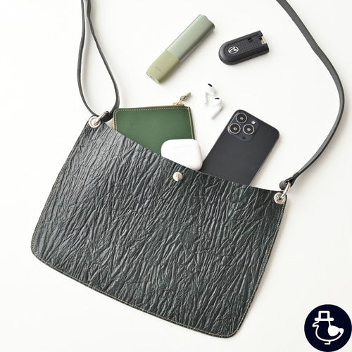 サコッシュ 【 ヴィンテージ風 シボ 】 革 レザー バッグ ショルダー