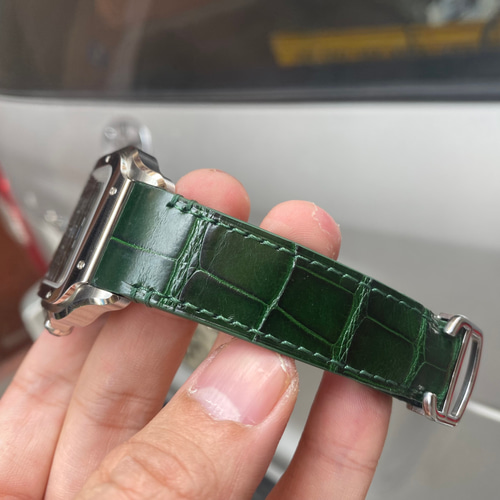 カルティエ サントス用アリゲーター ウォッチ ストラップ クイック