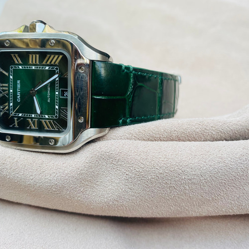 カルティエ サントス用アリゲーター ウォッチ ストラップ クイック