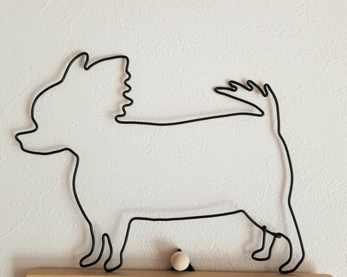 チワワのさんぽ】 ワイヤーアート 壁飾り 壁掛け 飾り ワイヤー