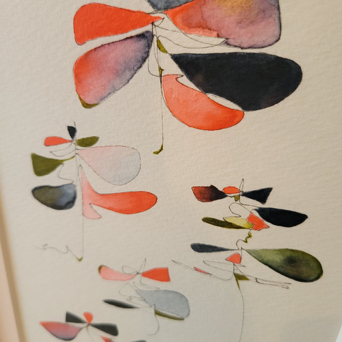 B5サイズ 額縁付 原画1点物 抽象画 水彩画 絵 花 アート 絵画 絵画