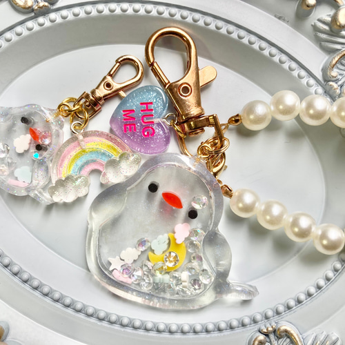 文鳥親子のシェイカーキーホルダー キーリング fujiko 通販 16075251