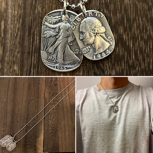 USAビンテージ銀貨 ドッグタグネックレス ネックレス・ペンダント KENS