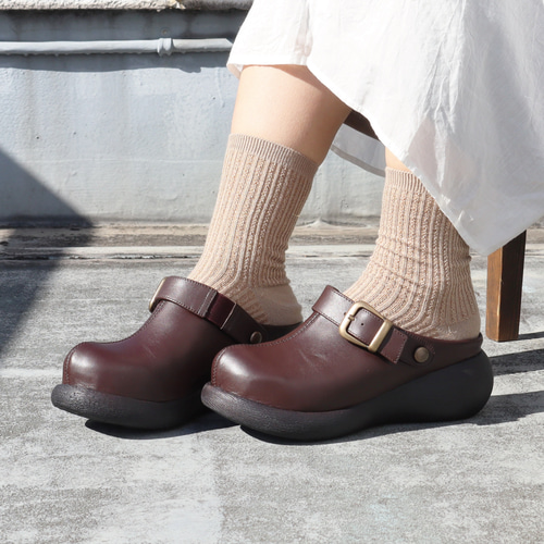 本革サボサンダル】 ベーシックサボ | 厚底 甲高 幅広 レディース