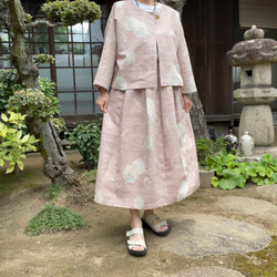 着物リメイク】藍染め絣の羽織りワンピース/刺し子/ギャザー