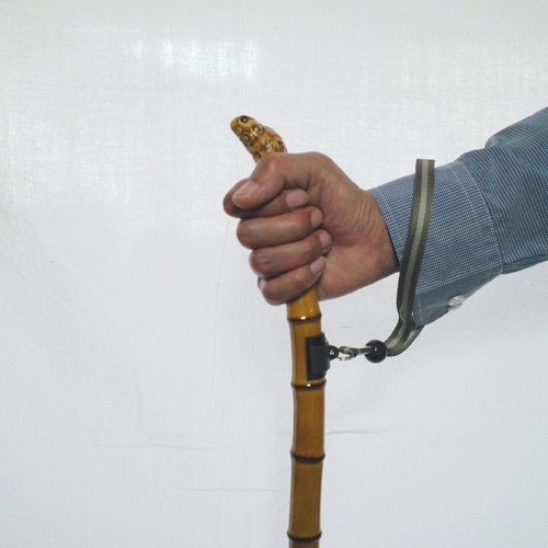 竹杖④_根頭曲がり 竹根鞭細工 漆塗り ねぶち 希少 国産 破竹根付