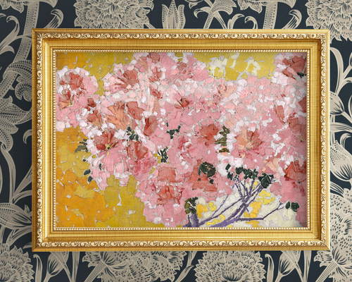 NO.463】ピンク色の花絵画アートポスター☆母の日玄関抽象画ナチュラル