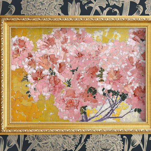 NO.463】ピンク色の花絵画アートポスター☆母の日玄関抽象画ナチュラル