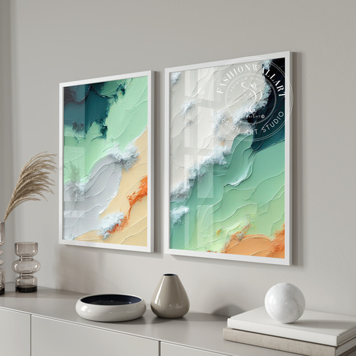 アートポスター 抽象画 グリーン ミントカラー 北欧風 シンプルモダン
