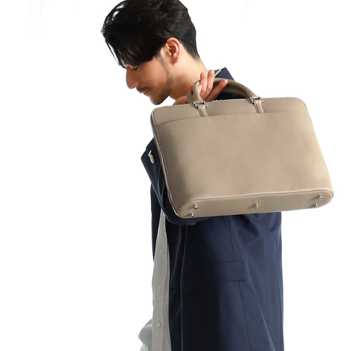 ガバッと開く薄型ビジネスバッグ】ビジネス レザーバッグ 14インチPC可