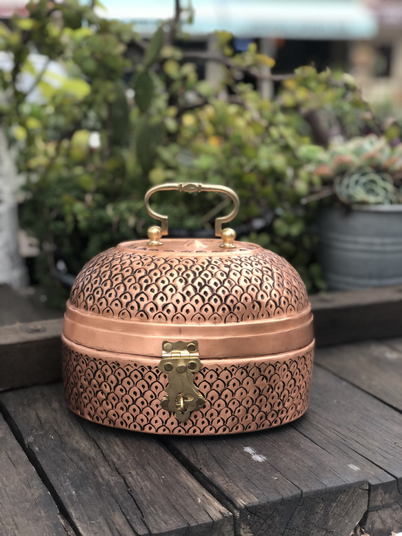 東トルコ製・銅製(真鍮)・ボックス フリーボックス・小物入れ エーゲの