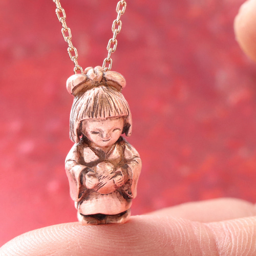 ピンクの妖怪 座敷わらしネックレス （659-776/純銅製） ネックレス